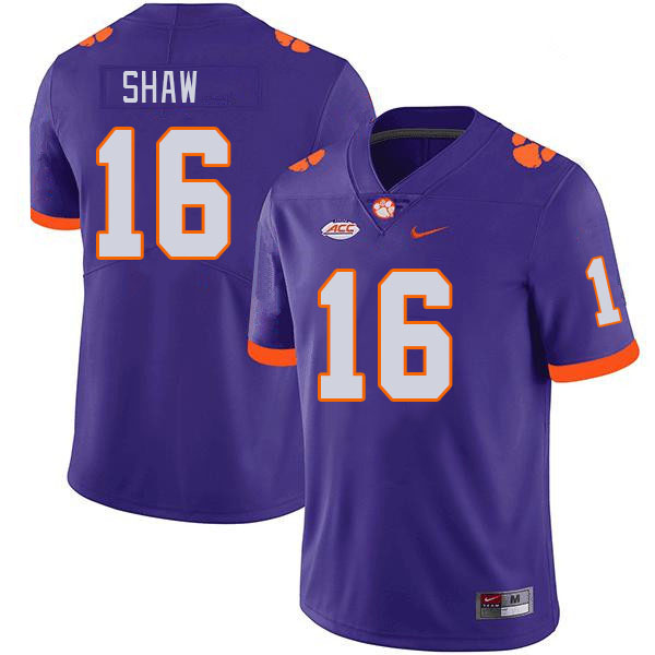 Men's Clemson Tigers Colby Shaw #16 College Purple NCAA Authentic Football Stitched Jersey 23XP30NW